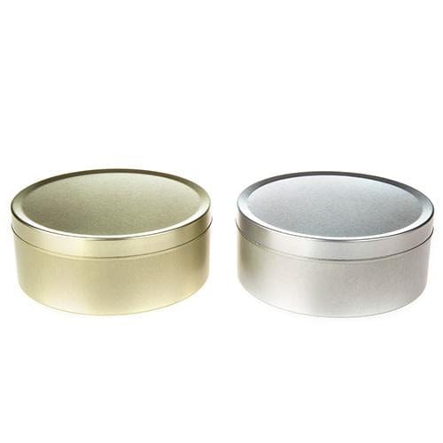 Latas redondas de plata y oro sin costuras para viajes, dulces, sólidas, con tapa deslizante