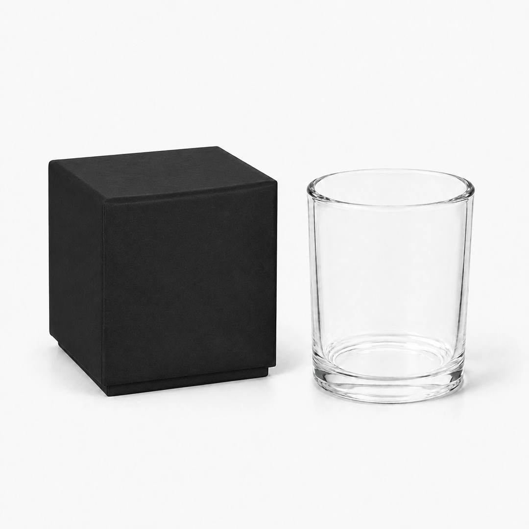 Tarro de vidrio para velas (transparente y negro)