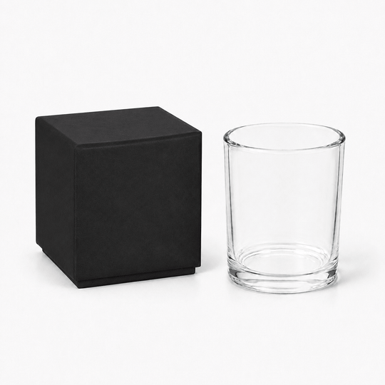 Tarro de vidrio para velas (transparente y negro)