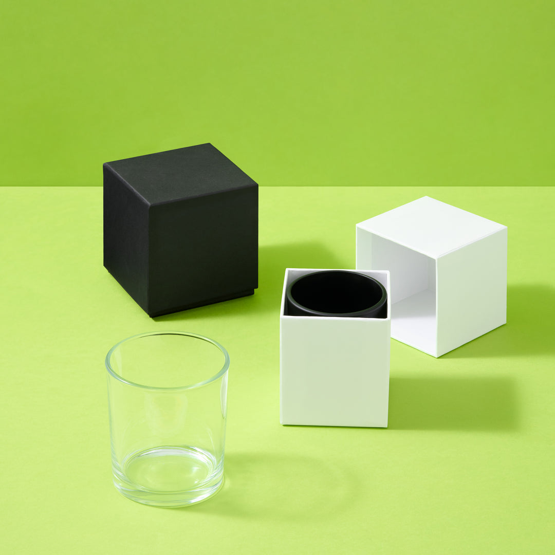 Tarro de vidrio para velas (transparente y negro)