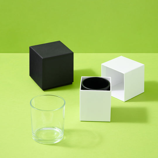 Tarro de vidrio para velas (transparente y negro)