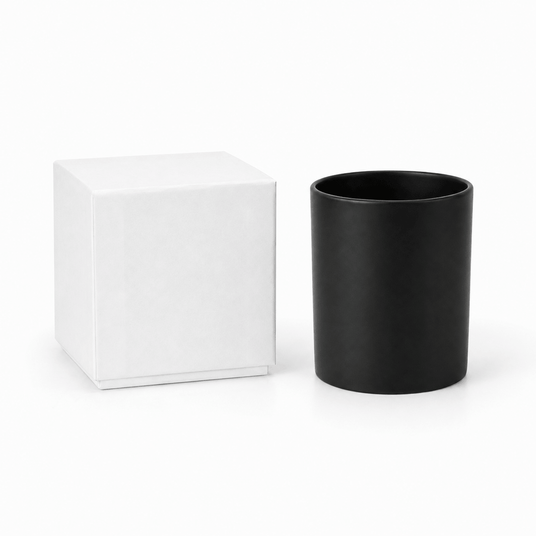 Tarro de vidrio para velas (transparente y negro)