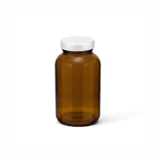 Amber Glass Supplement Packer Jars With Aluminium Lids - Tinware Direct