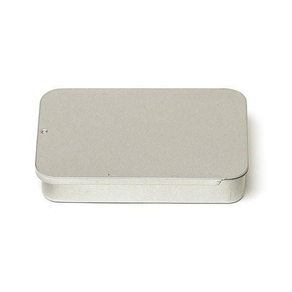 Caja de lata rectangular de perfil bajo en latas metálicas plateadas - T4012