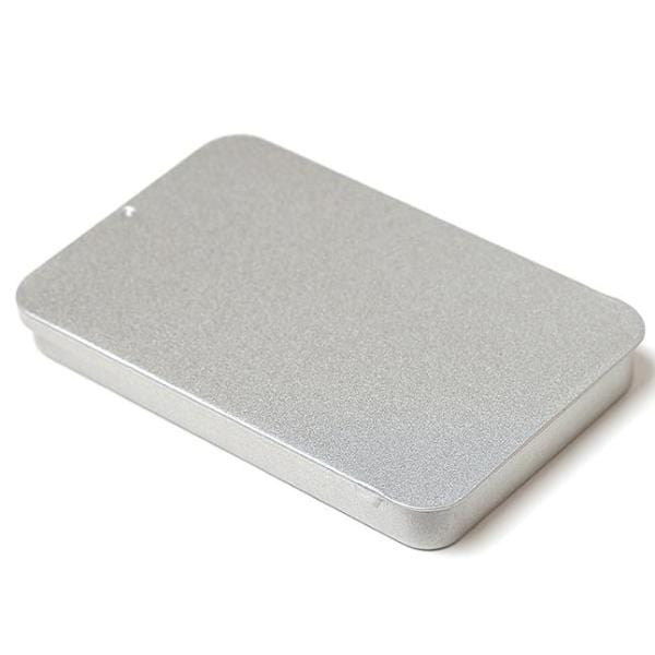 Caja de lata rectangular con tapa texturizada en latas metálicas