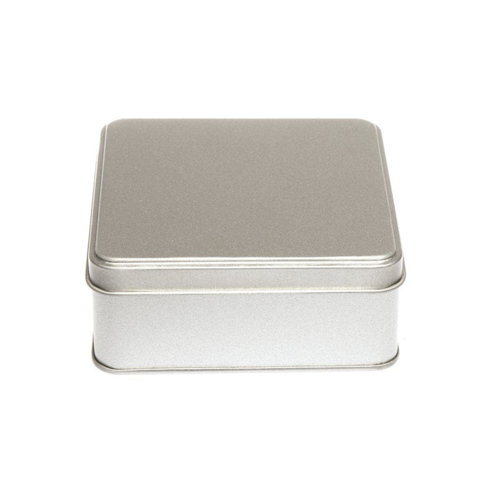 Square Silver Tin with Stepped Lid