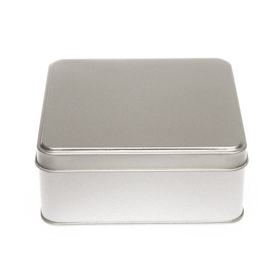 Square Silver Tin with Stepped Lid