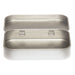 Silver Rectangular Stationery Tin With Solid Hinged LidLata de papelería rectangular plateada con tapa sólida con bisagras abierta